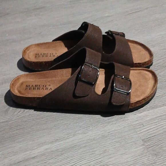 Marco Ferrara Men\'s Brown Bona -2 Double Strap Slides Sandals Sz 12 NWOT main image 7